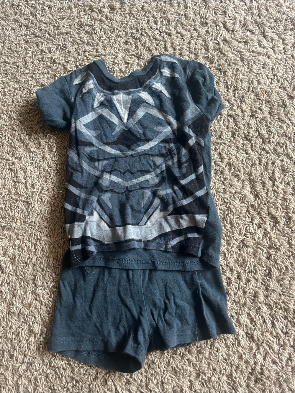 Kids Navy Graphic Short Sleeve Top & Shorts Pajama Set